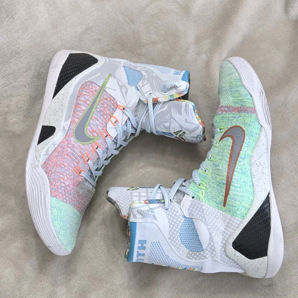 Nike Kobe 9 Elite What The Kobe WTK Flyknit Multicolor High Top Basketball Shoes - Picture 6 of 16